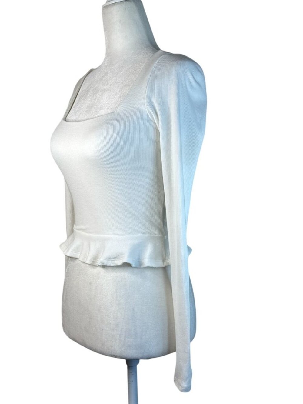 superdown Priscilla Ribbed Top in White X-Small New Womens Long Sleeve Blouse - Picture 6 of 9